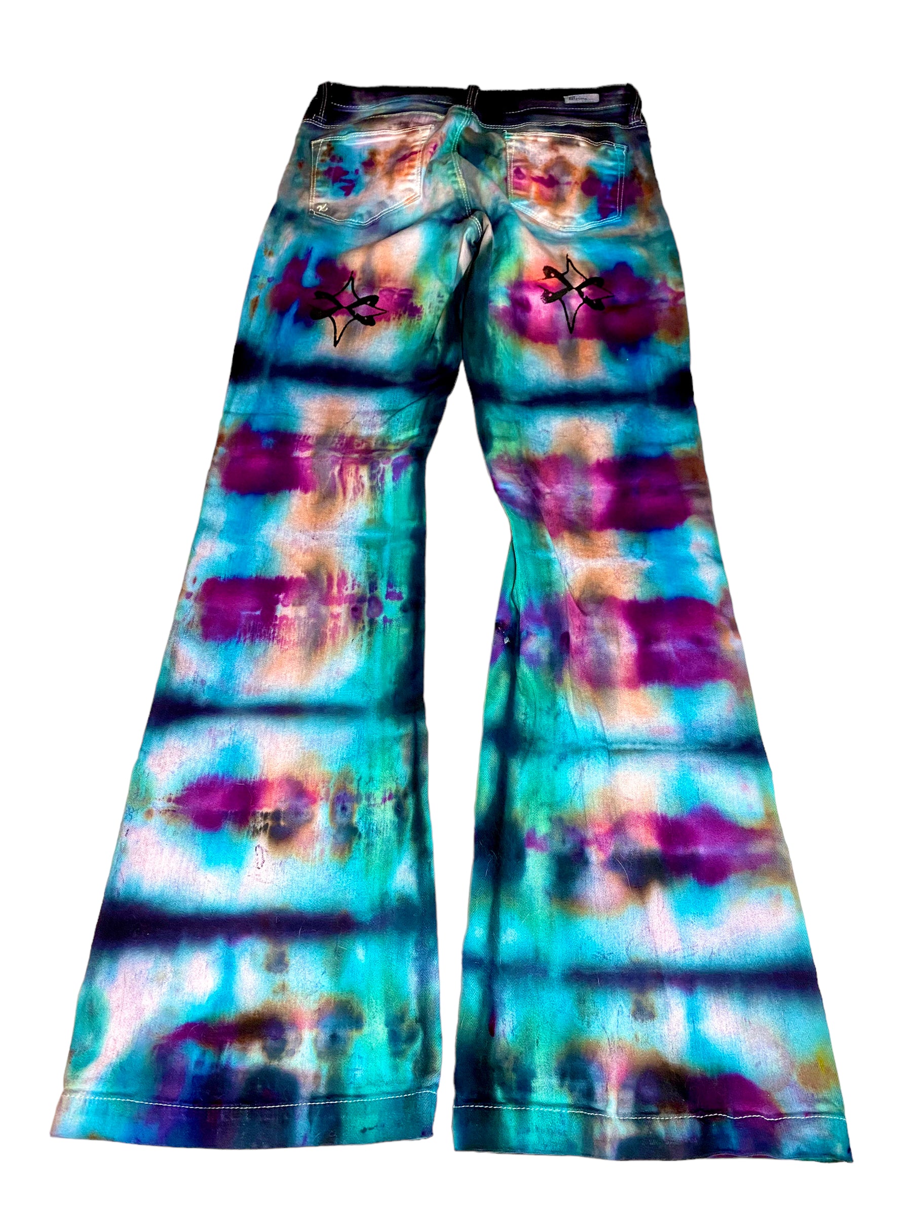 Multi Color Stacked flare denims