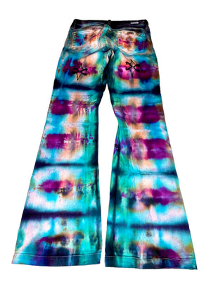 Multi Color Stacked flare denims
